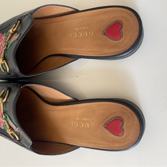 Horsebit Gucci mules with Rose embroidery size 39, women’s 9 - Picture 4 of 6